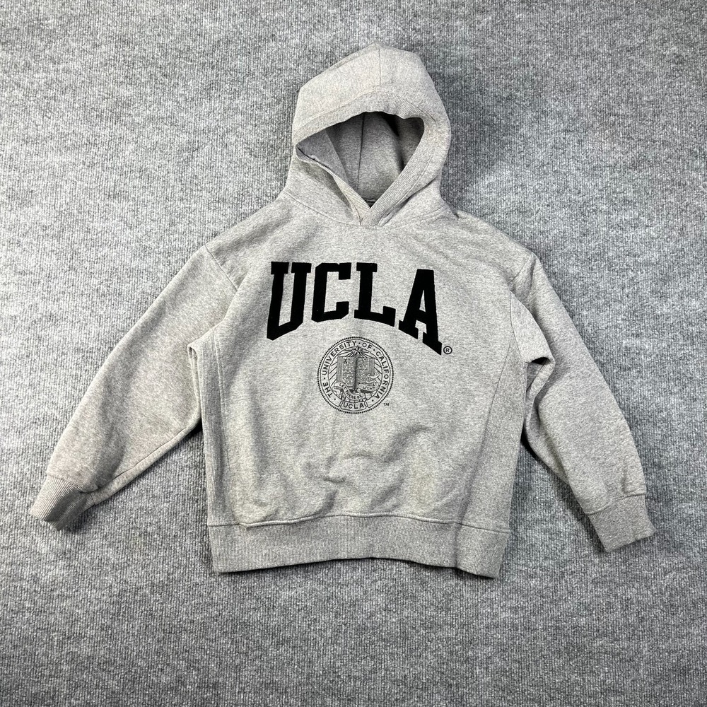 UCLA Hoodie Boys‎ Youth Gray Emblem Logo Ribbed Side Panel Pullover Sports Y2